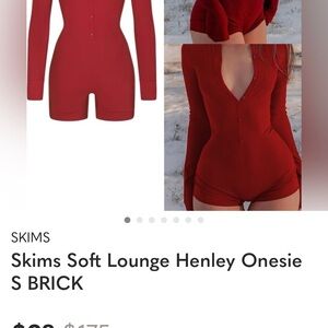 SKIMS Brick Red Soft Lounge Henley Onesie